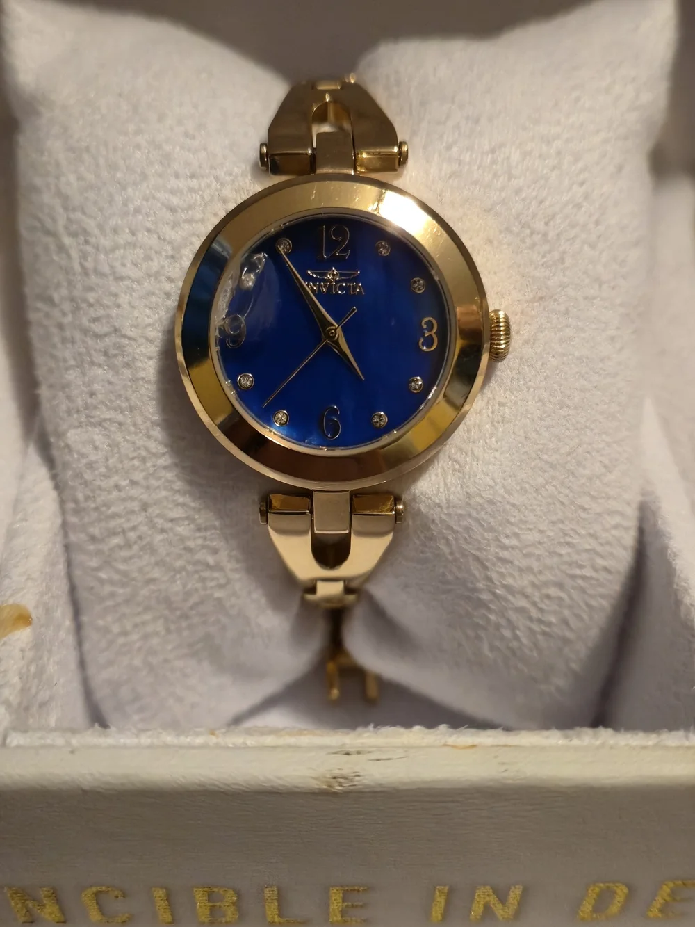 Invicta Gold-Tone Watch with Blue Dial